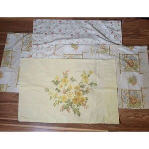 VTG Lot Of 4 Floral Pillowcases Cannon Dan River Yellow Pink Retro 60s 70s Boho
